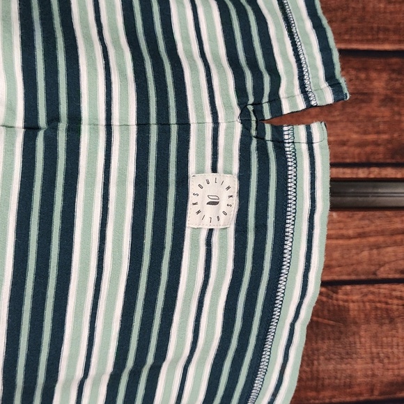 Luxury Cotton 3 Button Green White Striped Polo Shirt Excellent Condition - Picture 6 of 11